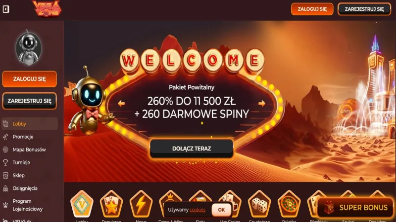 Vegazone - screenshot strony