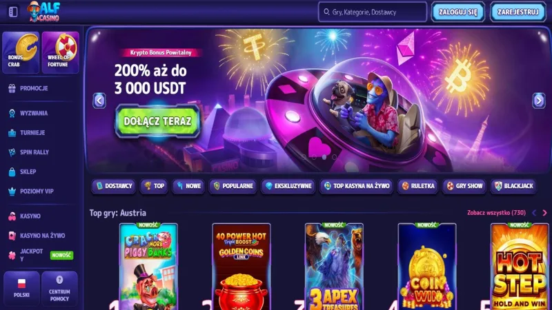 AlfCasino - screenshot strony
