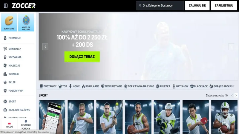 Zoccer - screenshot strony