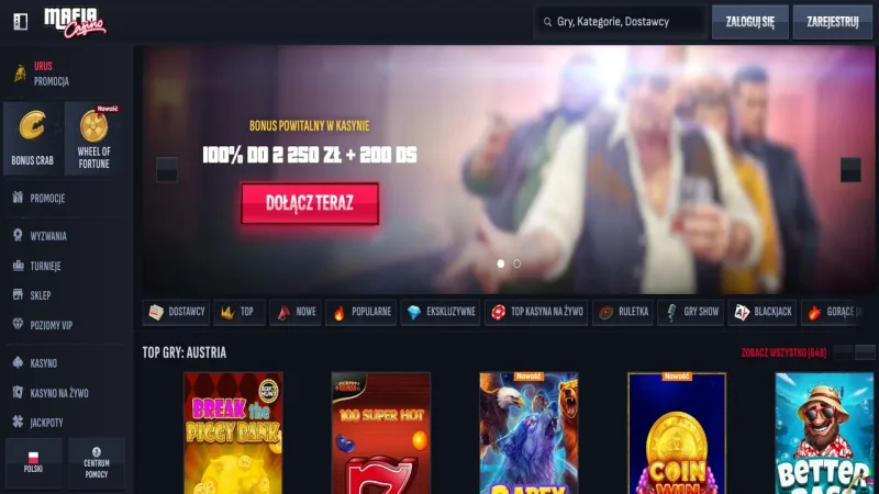 Mafia Casino - screenshot strony