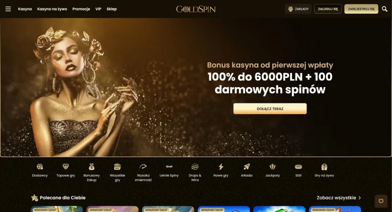 Bonus na start w kasynie Goldspin