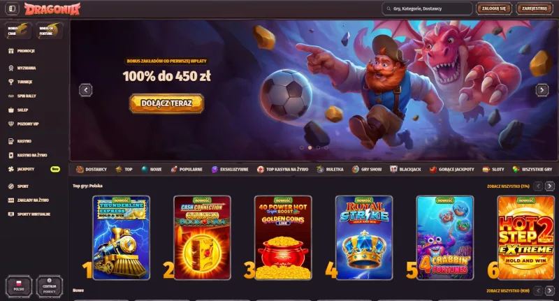 Dragonia to jedno z najlepszych kasyn z bonusem powitalnym w naszym rankingu