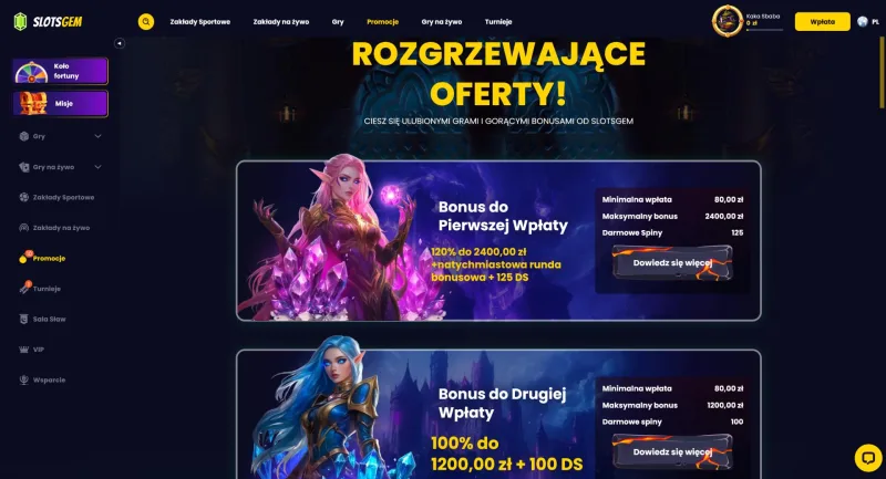 Pakiet powitalny w Slotsgem